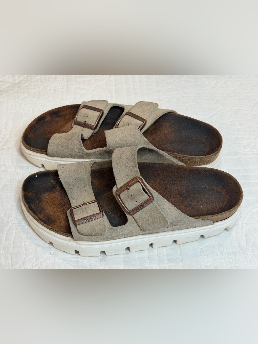 Birkenstock Arizona Papillio Chunky Taupe Suede Leather Regular EU 40/US 9.5